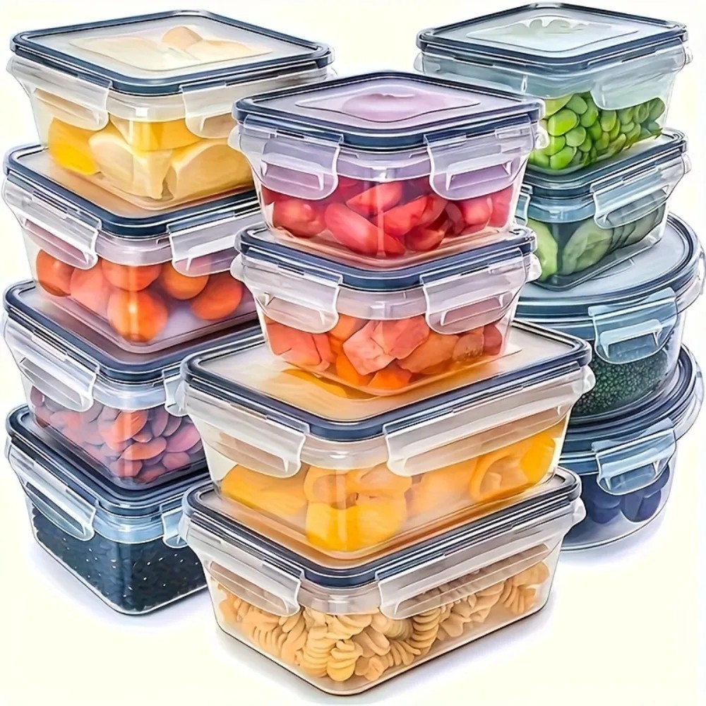 8 Pack Stackable Food Storage Containers Airtight & Leakproof Set Snap Lock Lids gallery