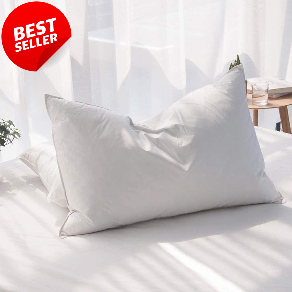 Luxury Down Feather Pillow Standard 20x26" Soft Hotel Bed Cotton Cover - US gallery