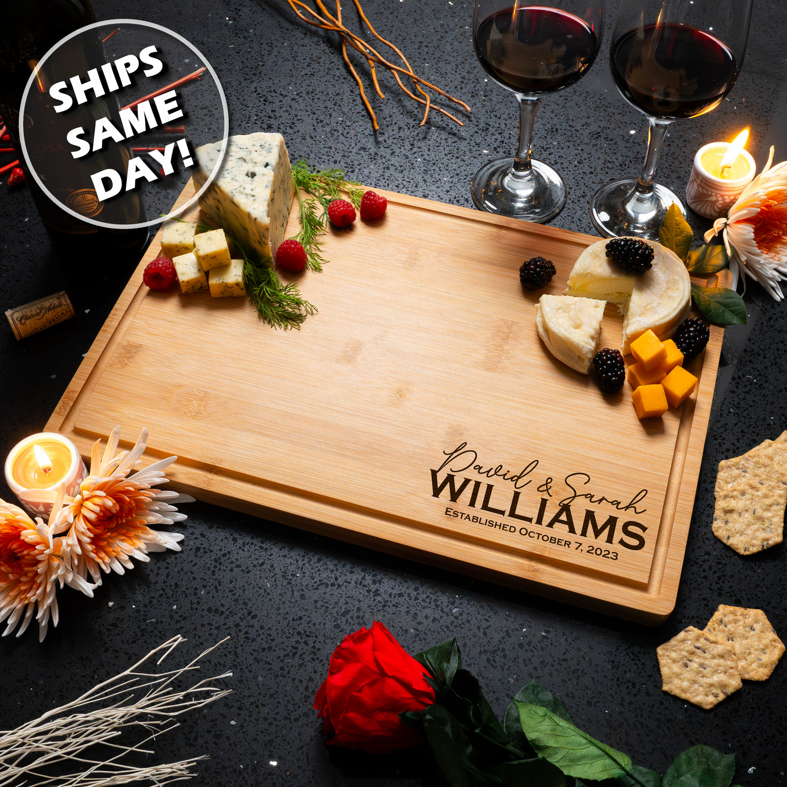 Custom Engrave Personalized Cutting Board | Wedding Engagement Housewarming Gift gallery
