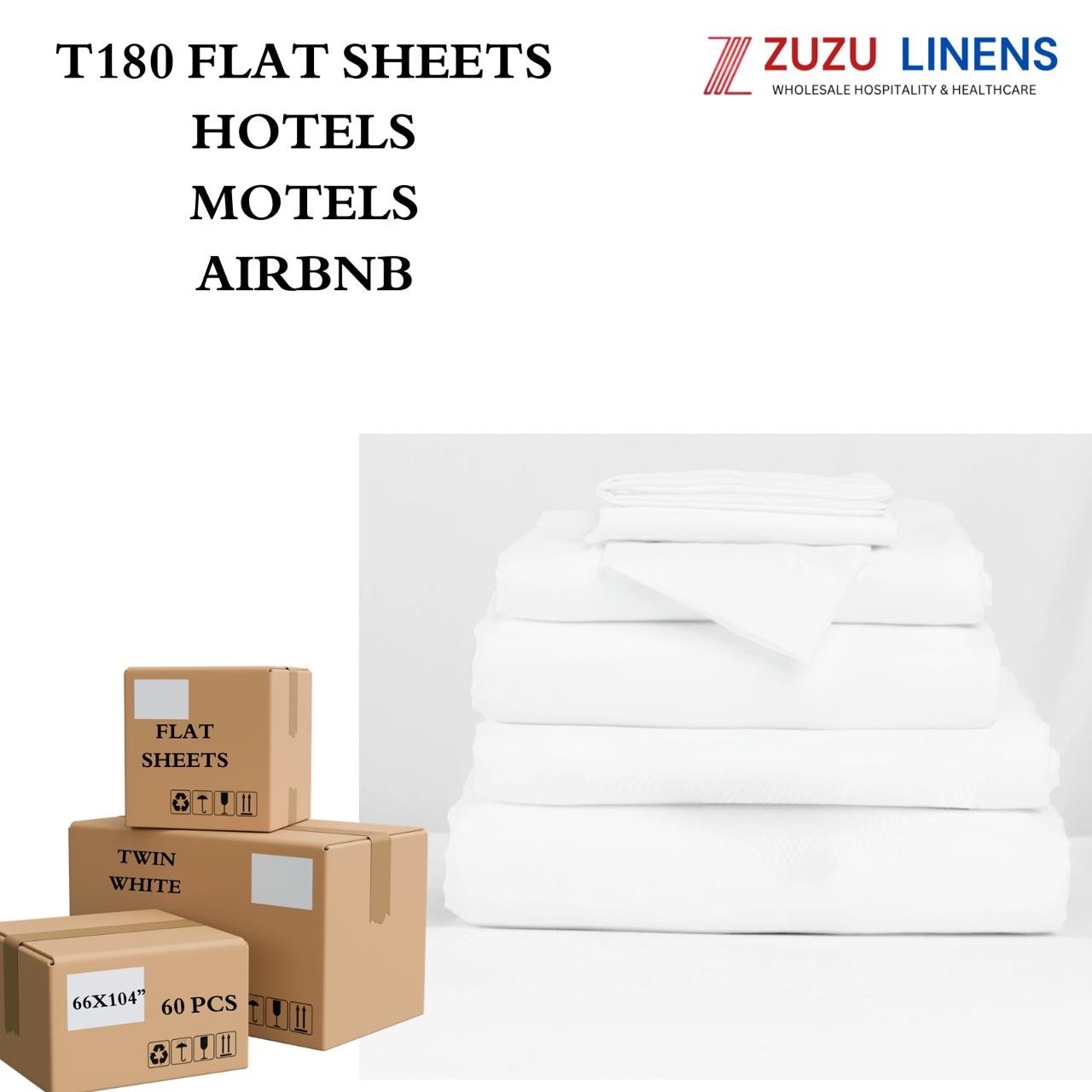 T180 Flat Hotel Quality Sheets Bulk White for Motel Home AirBnB Resorts Cottages gallery