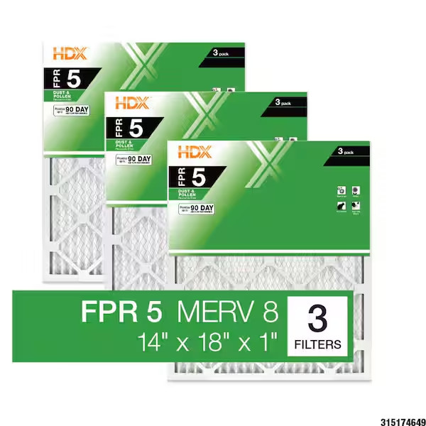 14 x 18 x 1 Standard Pleated Air Filter FPR 5, 3-Pack, Air Filters Replacement gallery
