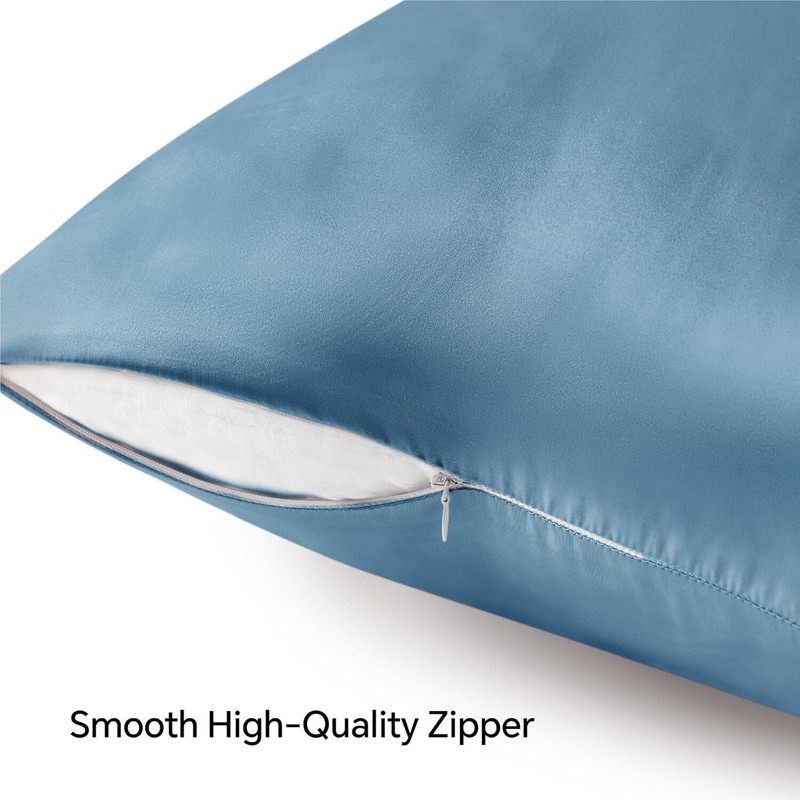 Satin Pillowcase with Zipper 2 Pack Standard Size 20x26 Coral Silk Like Cooling gallery