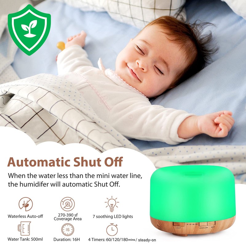 Essential Oil Diffuser 500ML Aromatherapy Diffuser Mist Humidifiers 7 Color LED gallery