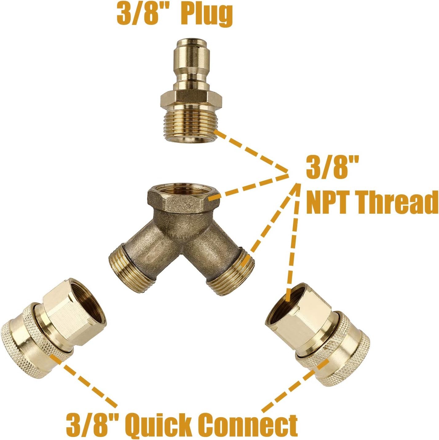 Pressure Washer Tee 3/8" Fitting Splitter Coupler Quick Connect Power Washer gallery