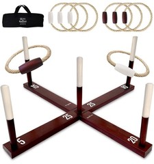 SWOOC Games – Rustic Ring Toss Game (All Weather) – Easy Setup & Extra Games …