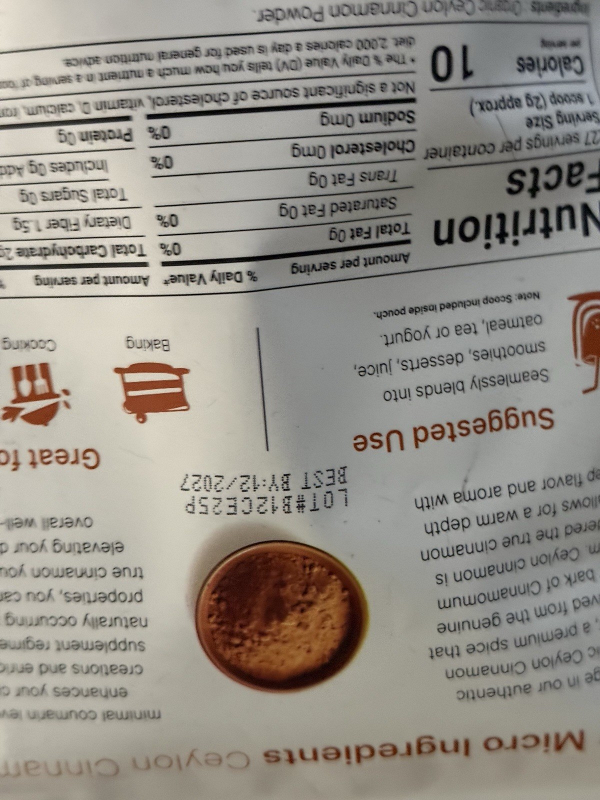 2x Micro Ingredients Organic Ceylon Cinnamon Powder 1lb Each Bag Cooking&Drinks gallery