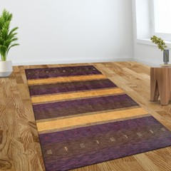 Eco-Friendly Hand Knotted Loom Wool Area Rug Contemporary Purple Gold BBL0A211