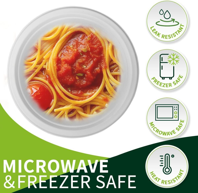10 Inch Compostable Paper Plates【White 150 Pack】, 100% Sugarcane Bagasse Large D gallery