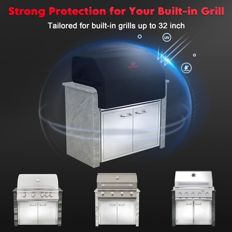 Built-In Grill Cover 32 Inch - 600D Island BBQ Grill Top Covers Heavy Duty & Wat gallery