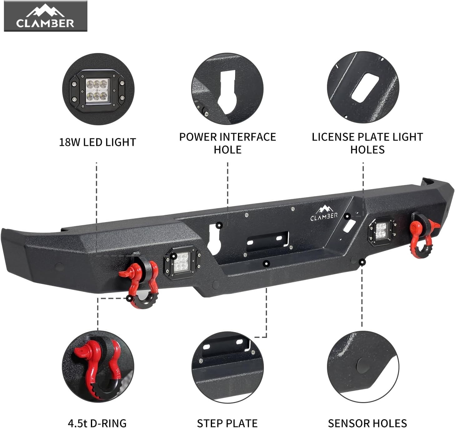 Off-Road Rear Bumper for Jeep Gladiator JT 2020 2021 2022 2023 2024 2025 2026 Te gallery