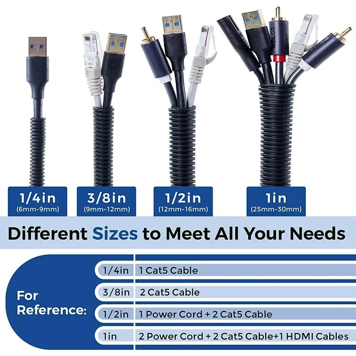 100 Ft 1/8" Split Wire Loom Conduit Polyethylene Tubing Black Color Sleeve Tube gallery