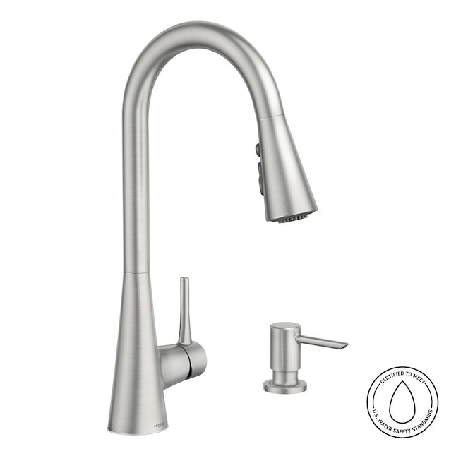 Moen Sarai 87836SRS Pulldown Kitchen Faucet w/ Soap Dispenser & Powerboost gallery