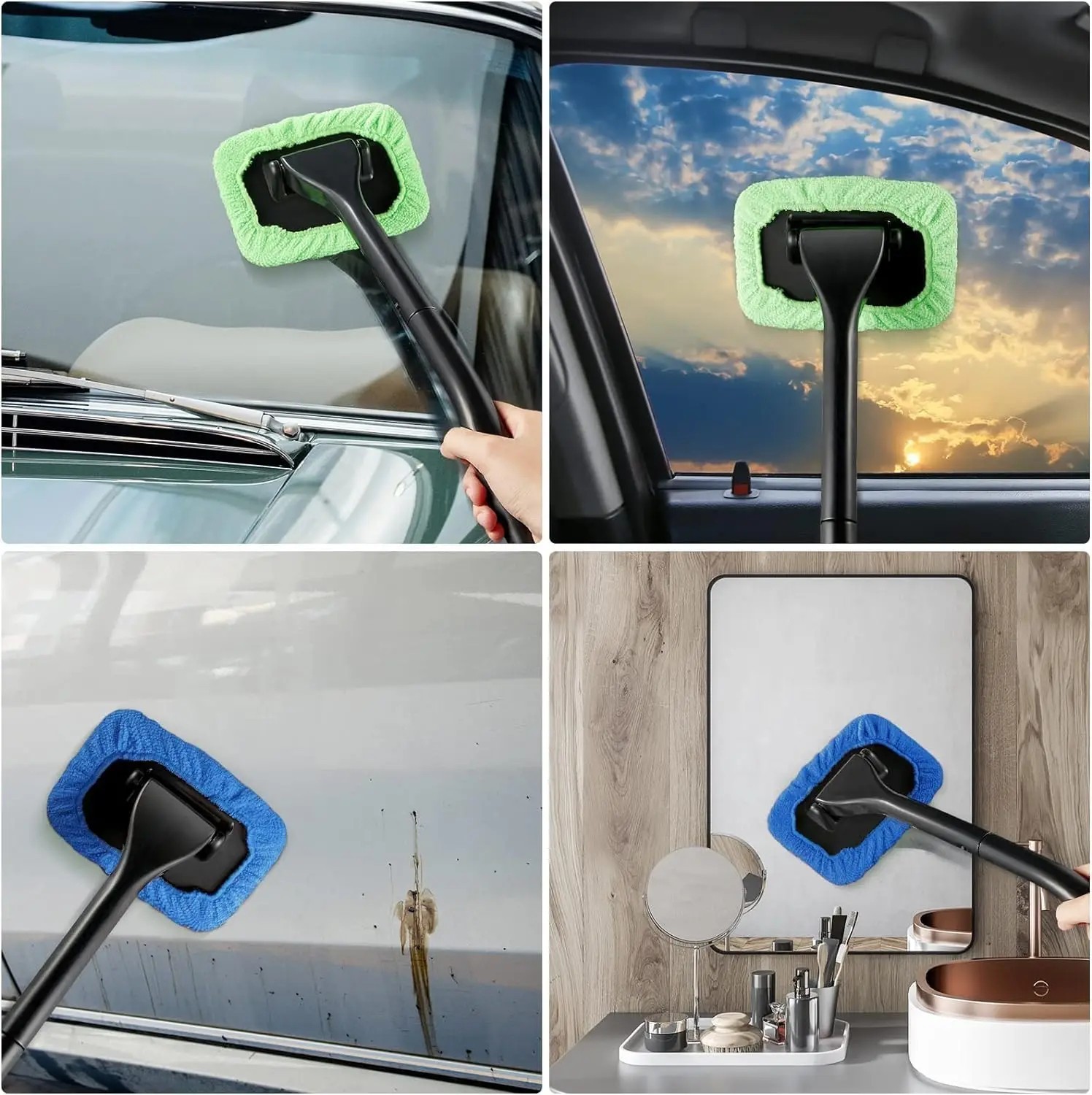 Microfiber Windshield Clean Car Auto Wiper Cleaner Glass Window Tool Brush Kit gallery