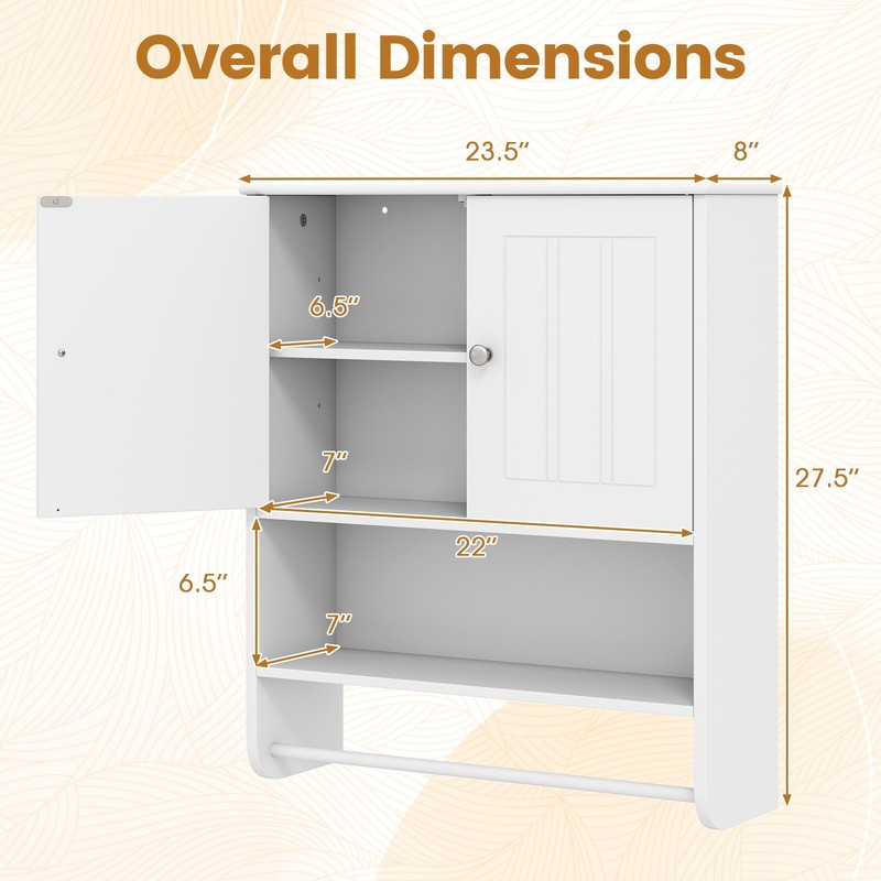 Bathroom Wall Cabinet, Wall Mounted Medicine Cabinet with Towel Bar & Shelf gallery