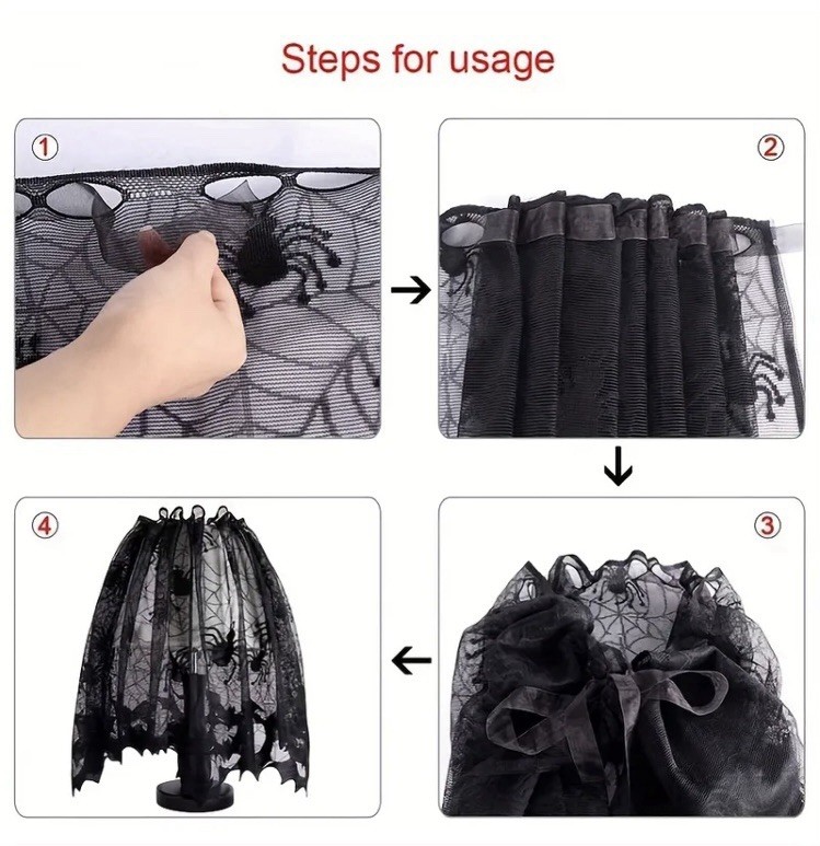 Victorian Gothic Black Lace Spider Web Lamp Shade Cover~Antique Mood Lighting gallery