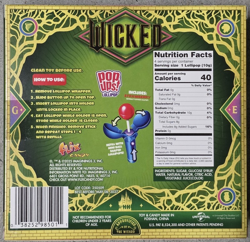 WICKED - POP UPS LOLLIPOPS - TWO BOXES - BEST BY MAY 2027 gallery