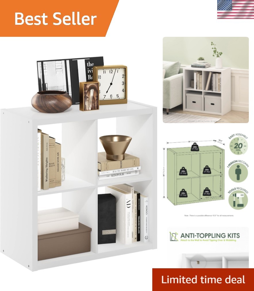 Cubicle Open Back Decorative Cube Storage Organizer, 4-Cube, White gallery