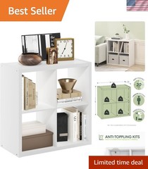 Cubicle Open Back Decorative Cube Storage Organizer, 4-Cube, White