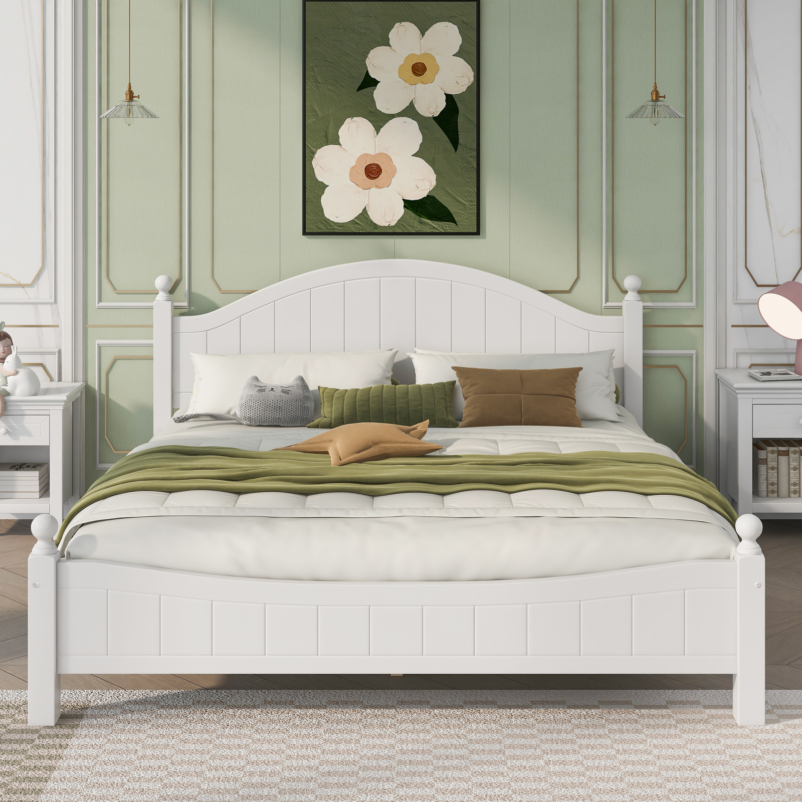 Full/Queen/King Size Platform Bed Solid Wood Bed Frames w/ Headboard & Footboard gallery
