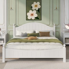 Full/Queen/King Size Platform Bed Solid Wood Bed Frames w/ Headboard & Footboard