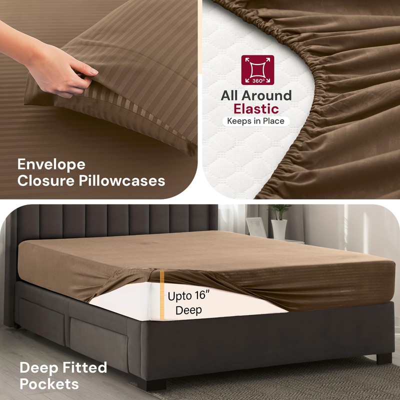 4Piece Bed Sheets 1800 Series Microfiber Comfort Deep Pocket Hotel Bed Sheet Set gallery