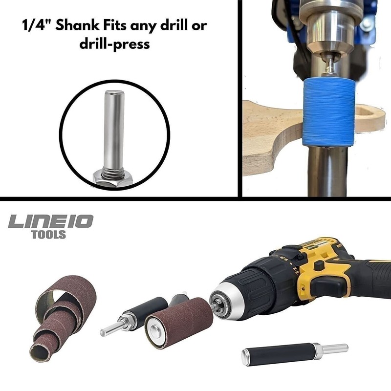 16pc Sanding Drum & Sleeves Set Kit for Drill Press Spindle Sander, 2-inch Long gallery