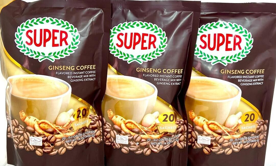 Super 3-In-1 Instant Ginseng Coffee 20 Sachets x 20g ( Pack of 3 )~Exp 3/23/2025 gallery