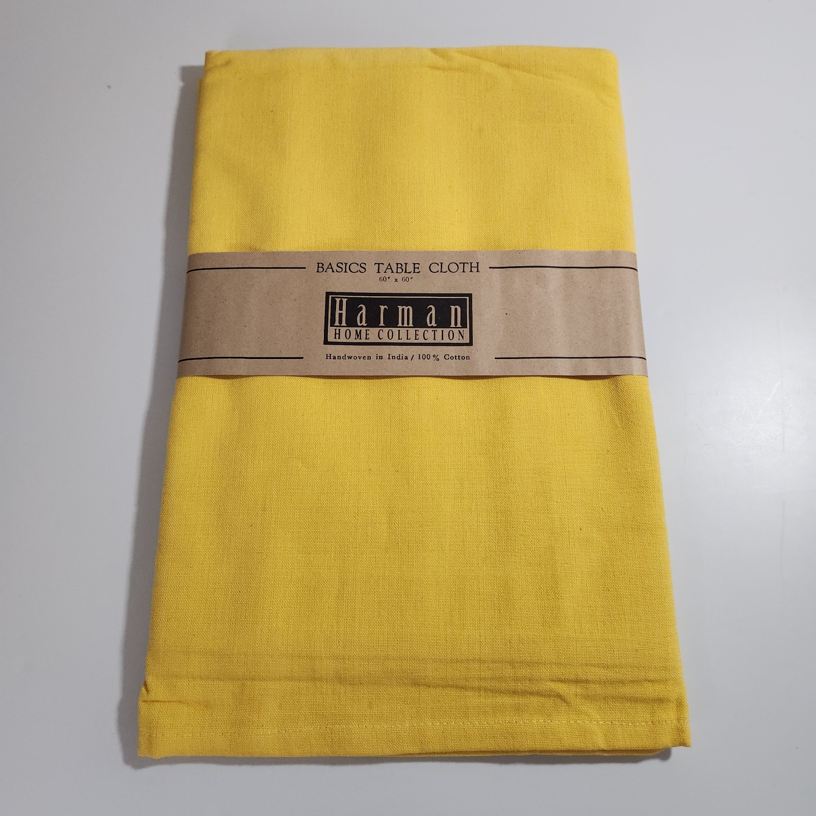 Harman Tablecloth 60 x 60 inches Square Cotton Color Yellow Handwoven Imperfect gallery