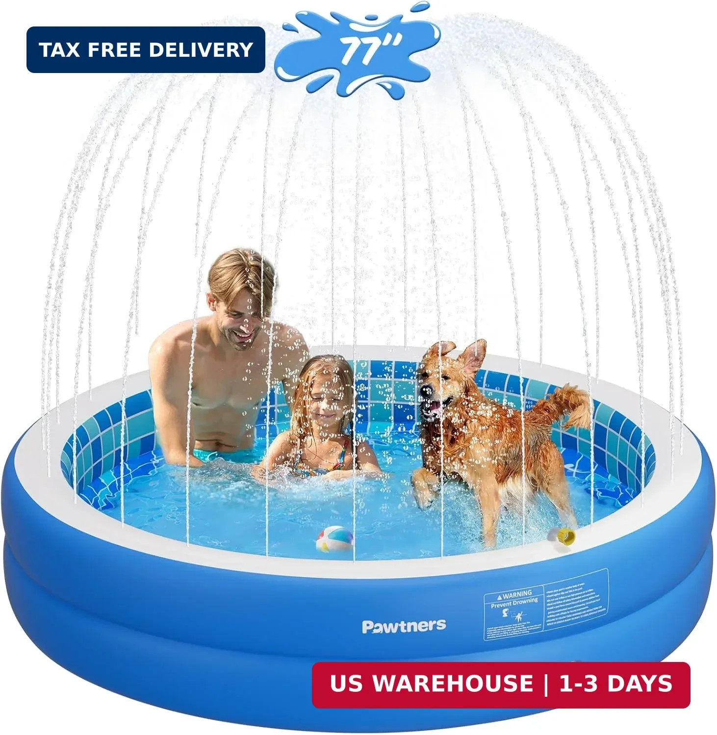 Inflatable Pool for Kids, Non-Slip Sprinkler Splash Pad for Backyard, Thickened gallery