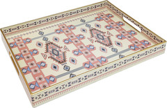 Serving Tray with Handles, Plastic Decorative Tray for Coffee Table, Living Room