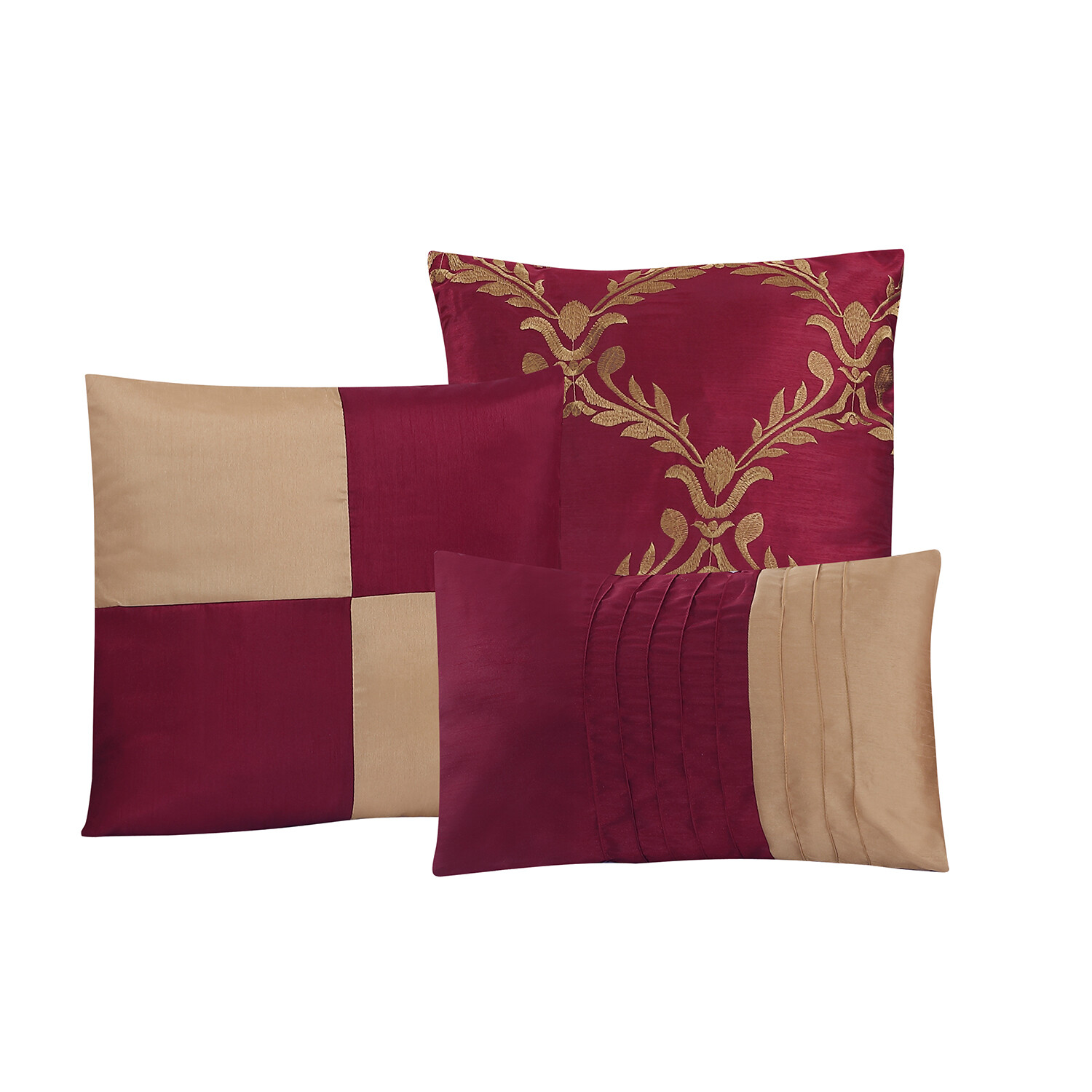 HIG 7 Pieces Comforter Set, Taffeta Fabric Embroidered Bed In A Bag - Queen King gallery