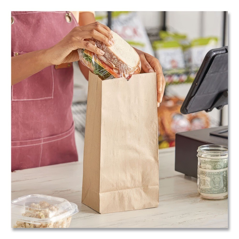 Paper Bags & Sacks GK4500 #4 Size Grocery Paper Bags - Kraft (500/Bundle) New gallery