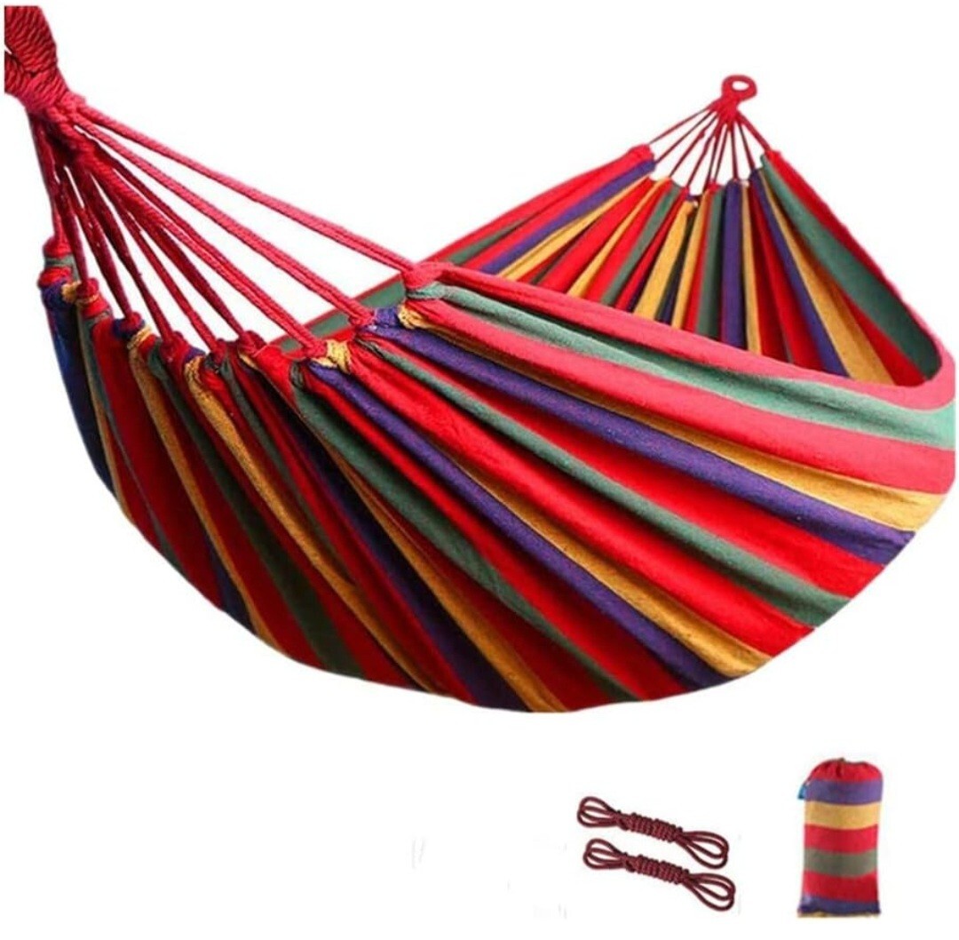 Traditional Cotton Rope Hanging Hammock Swing Camping Canvas Outdoors gallery
