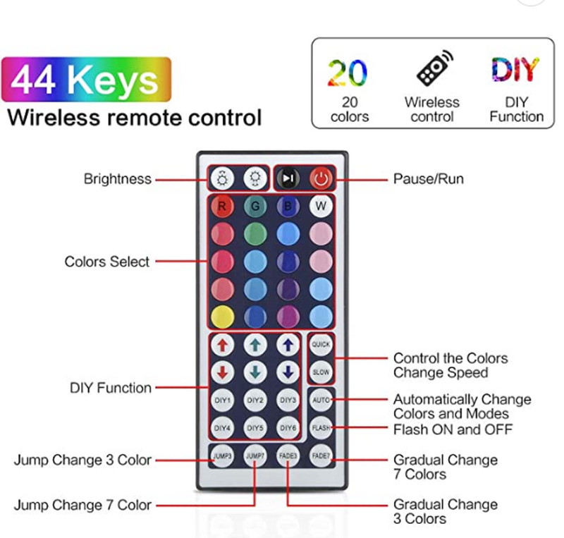 32ft LED Strip Lights Remote Control Bedroom for Indoor Use gallery