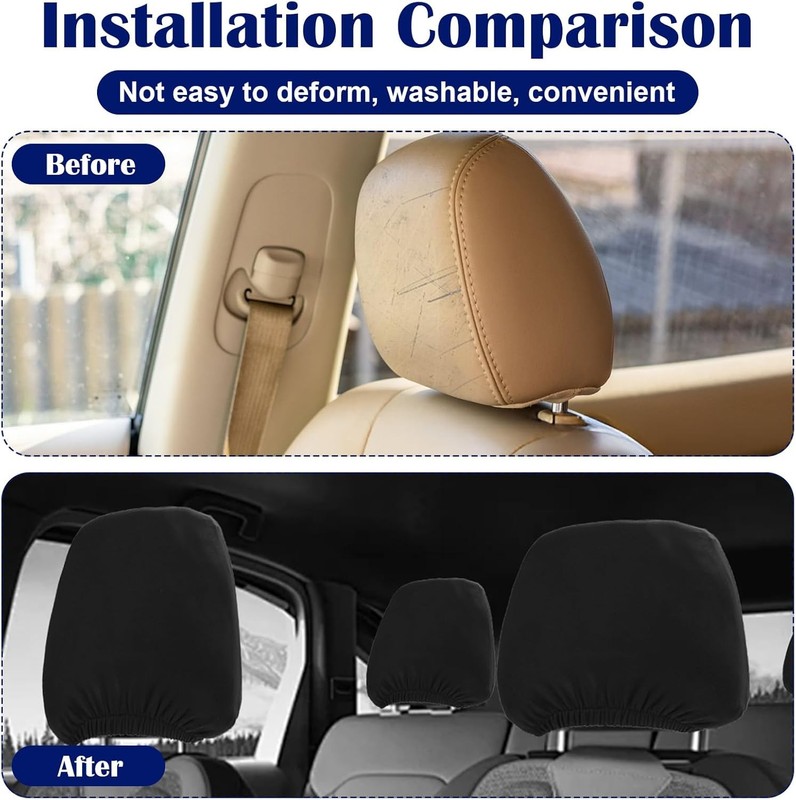 Universal Soft Fabric Headrest Covers for Cars, Vans, and Trucks, 2-Piece Set (B gallery