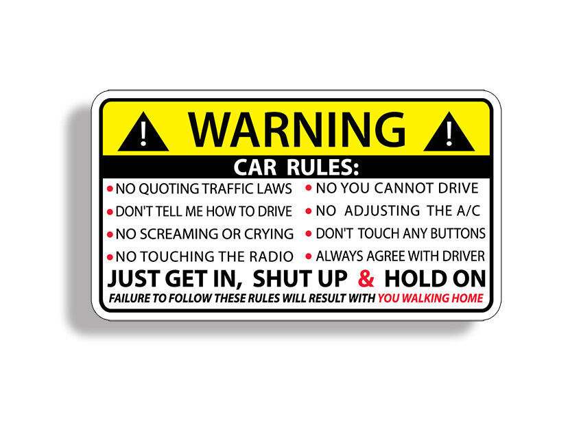 Car Safety Warning Rules Sticker gallery