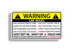 Car Safety Warning Rules Sticker