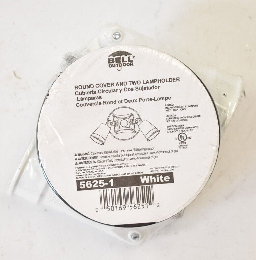 Bell Outdoor Round Cover & 2-Lamp Holder Combo Weatherproof White 5625-1 gallery