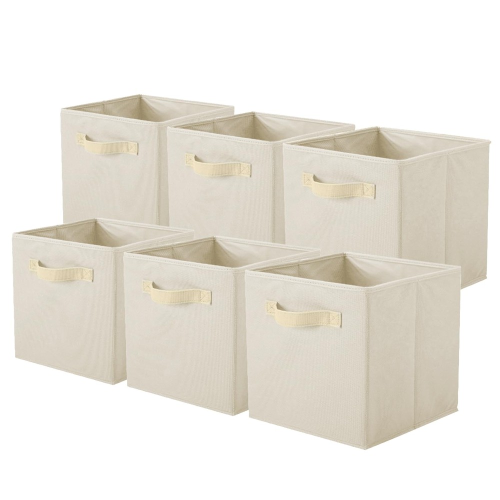 mDesign Fabric Bin for Cube Organizer - Foldable Cloth Storage Collapsible