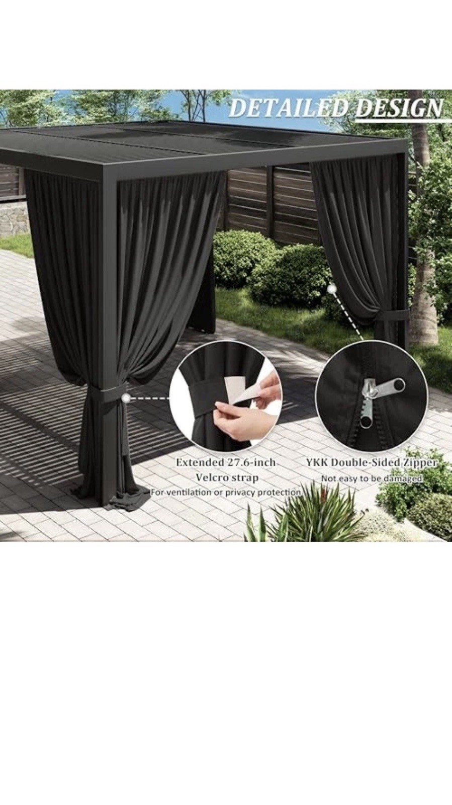 Gazebo Universal Replacement Privacy Curtain,10'×12' Gazebo Outdoor Waterproof gallery