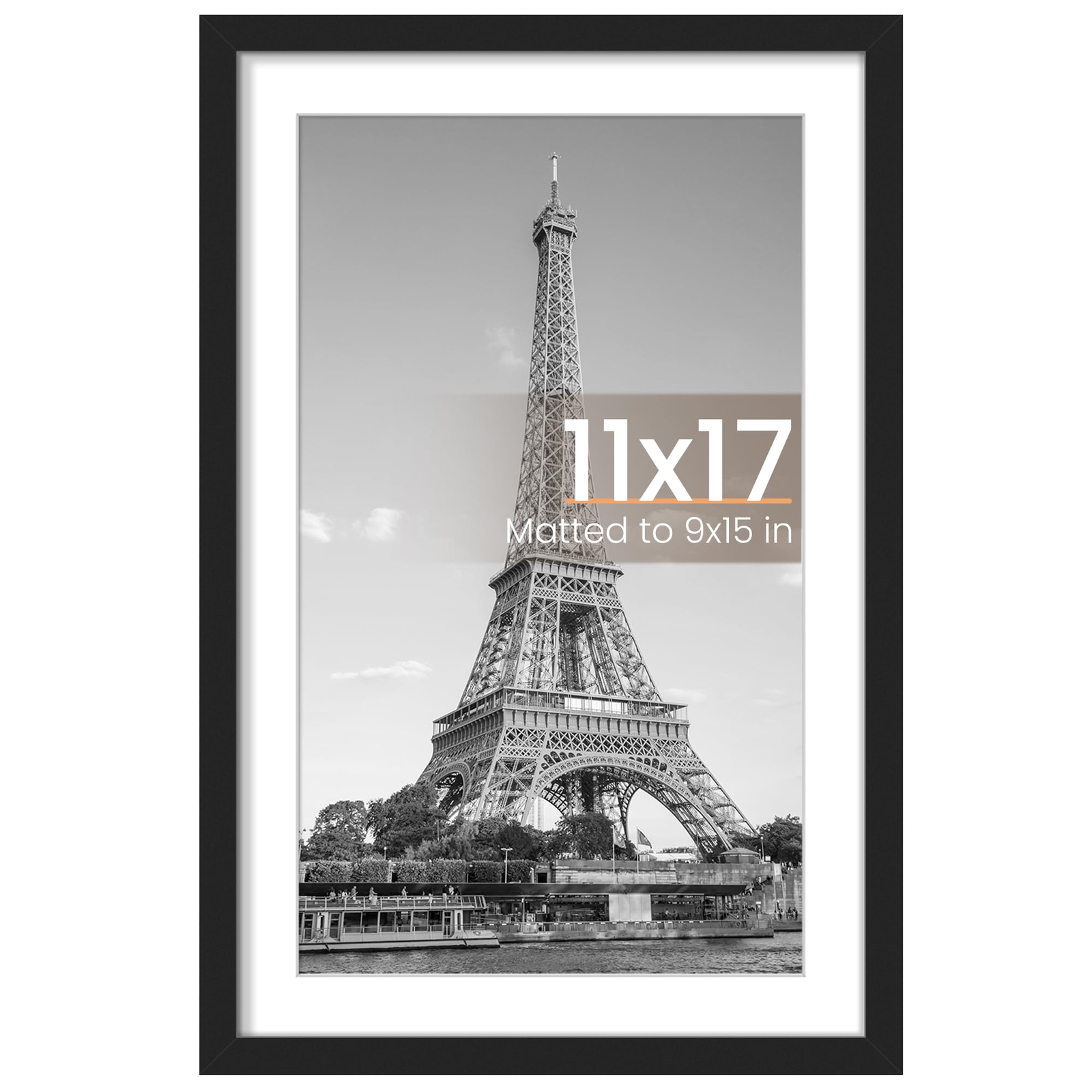 11x17 Picture Frame, Display Pictures 9x15 with Mat or 11 x 17 Without,Black gallery