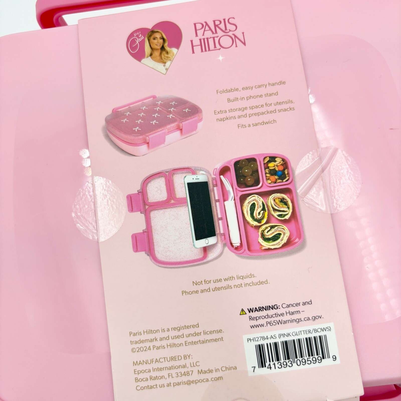Paris Hilton Kitchen Bento Box 4 Compartment Lunch Box Phone Stand Pink Glitter gallery