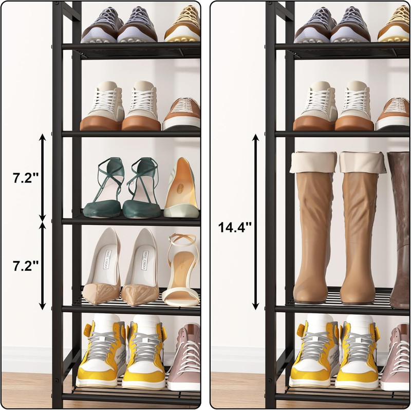 10-Tier Rustic Shoe Rack Organizer - Holds 36-40 Pairs, Metal & MDF Shelves gallery