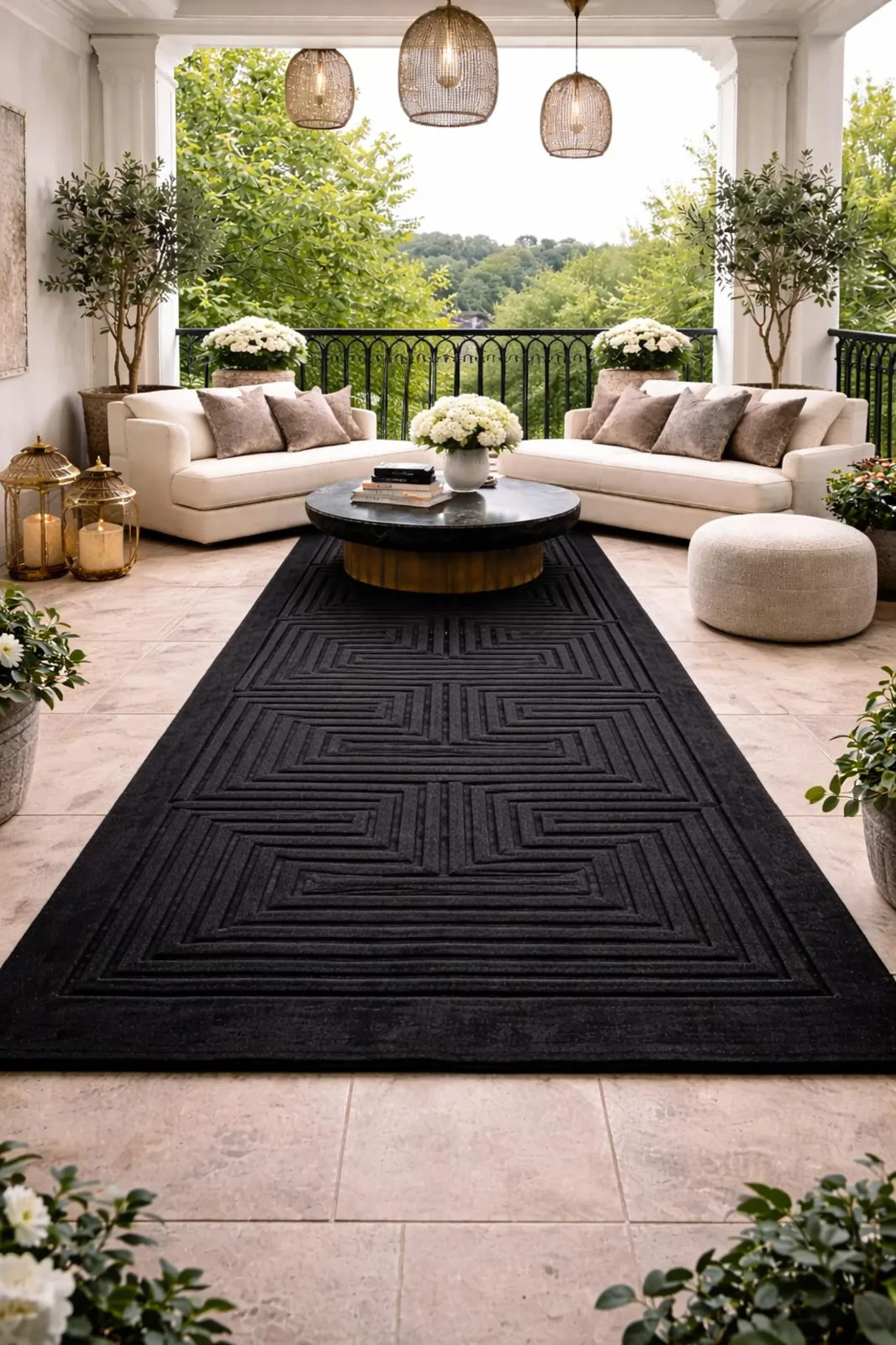 Luxury Hand-Tufted Black Geometric Area Rug – Modern Art Deco Elegant Carpet gallery