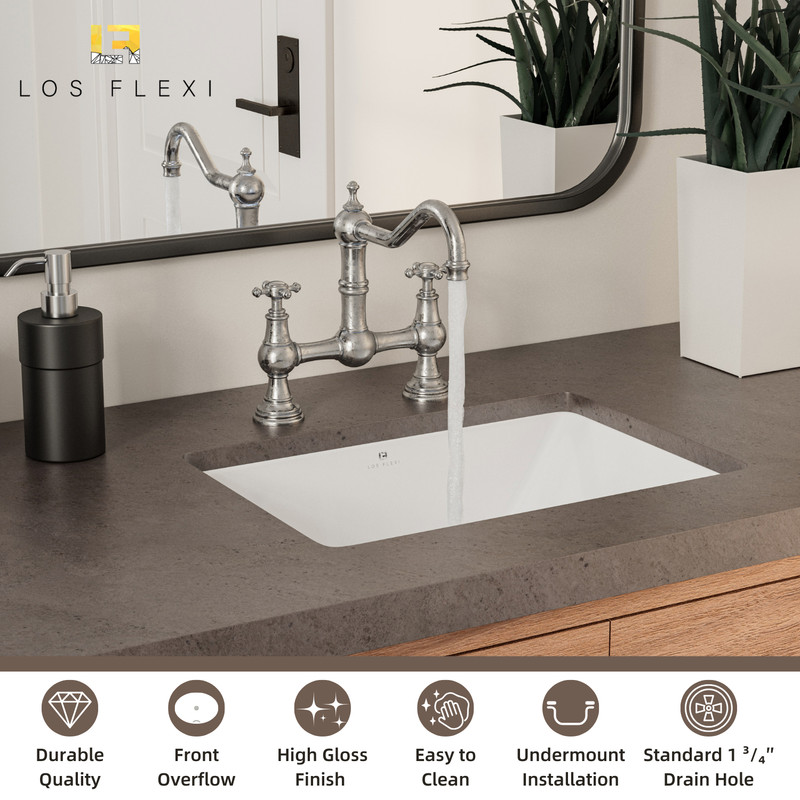 18" x 13" Undermount Bathroom Sink Rectangular Ceramic Sinks with Overflow gallery