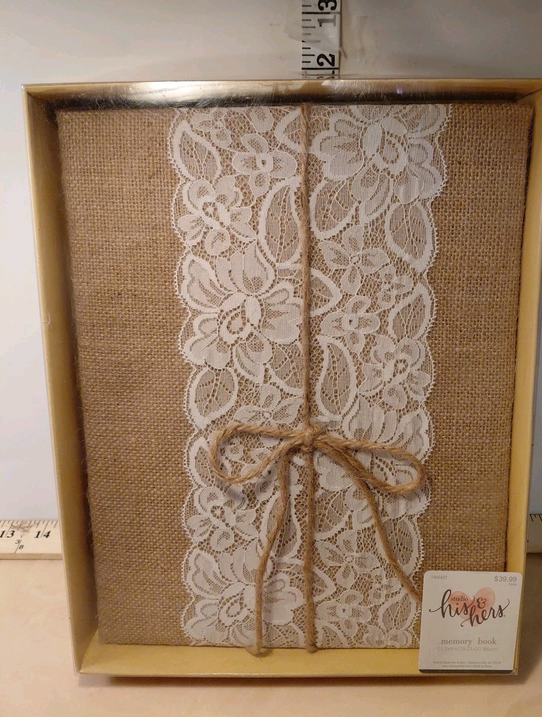 Burlap & Lace Wedding Memory Book 11" x 9" Rustic Farmhouse Country Theme New gallery