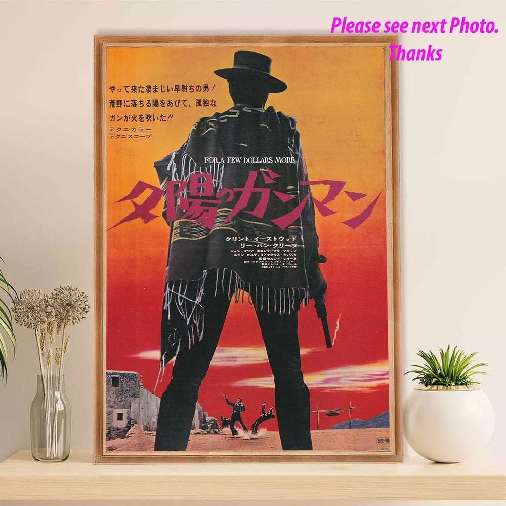 For a Few Dollars More Poster, Clint Eastwood Vintage Western, Japanese Decor