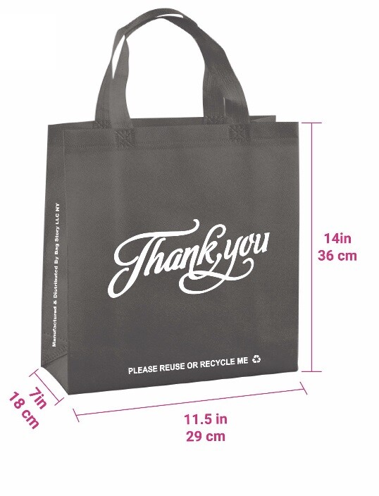 Non-Woven Reusable Loop Handle Tote Thank You Bag BULK 50-200 Pieces - 80GSM gallery