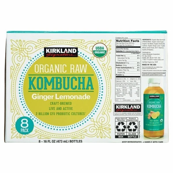 Kirkland Signaure Organic Raw Kombucha, 16 fl oz, 8-count 8 lbs gallery