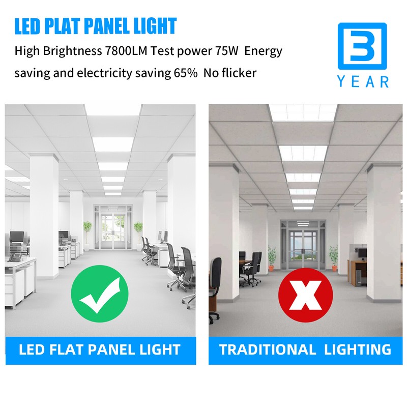 LED Flat Panel Light 75W Dimmable 2x4ft Drop Ceiling Indoor Commercial Fixture gallery